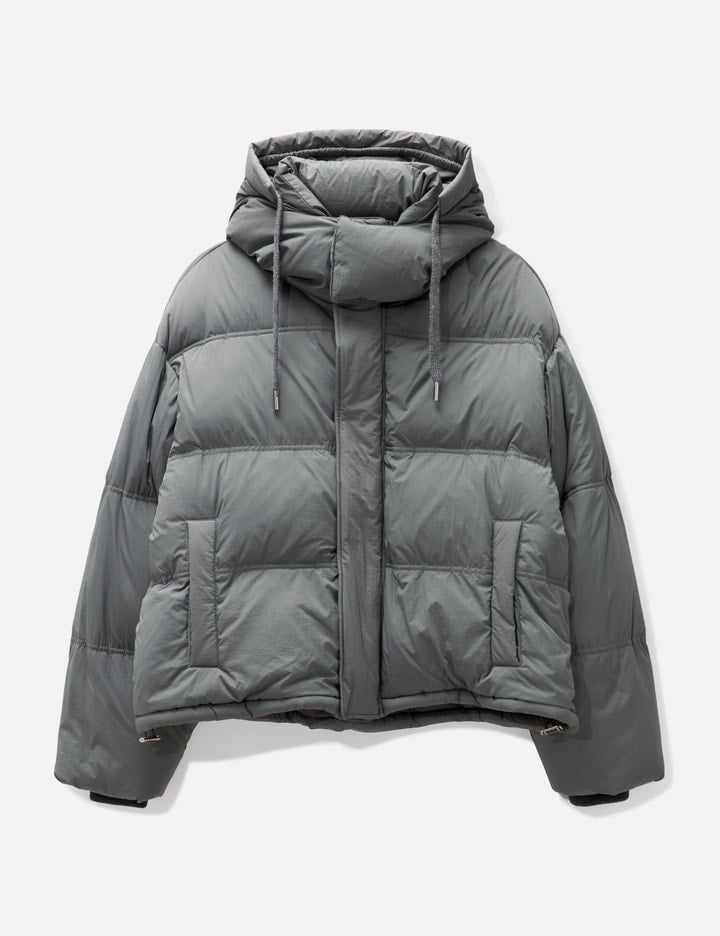 AMI Paris Quilted Down Jacket — Mineral Grey