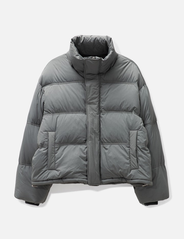 AMI Paris Quilted Down Jacket — Mineral Grey