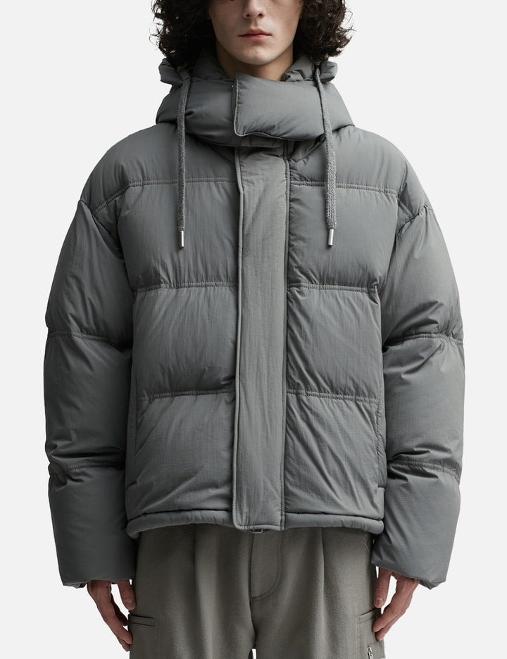 AMI Paris Quilted Down Jacket — Mineral Grey