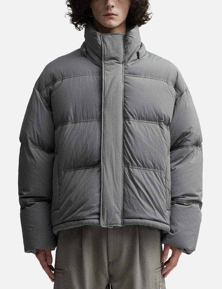 AMI Paris Quilted Down Jacket — Mineral Grey