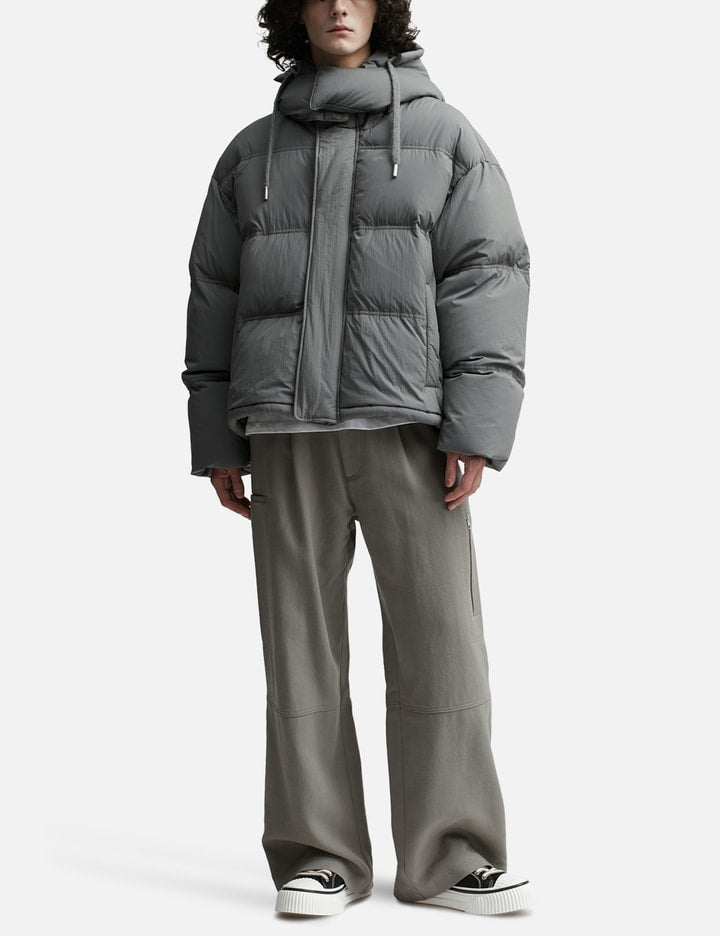AMI Paris Quilted Down Jacket — Mineral Grey