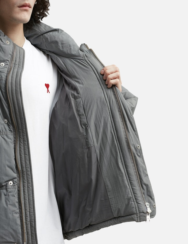 AMI Paris Quilted Down Jacket — Mineral Grey