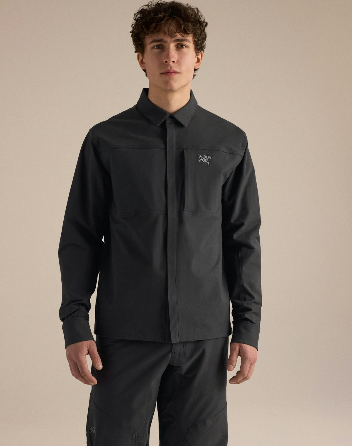 Cronin Cotton Overshirt Men's, Black, front view