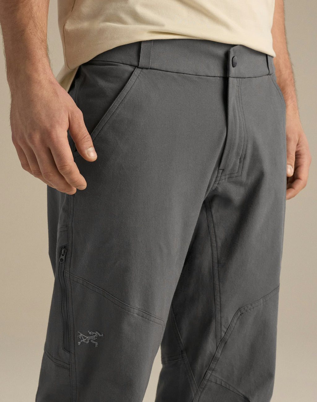 Cronin Cotton Pant Men's, Cloud, waist detail