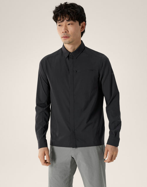 Skyline Shirt LS Men's, Black, front view