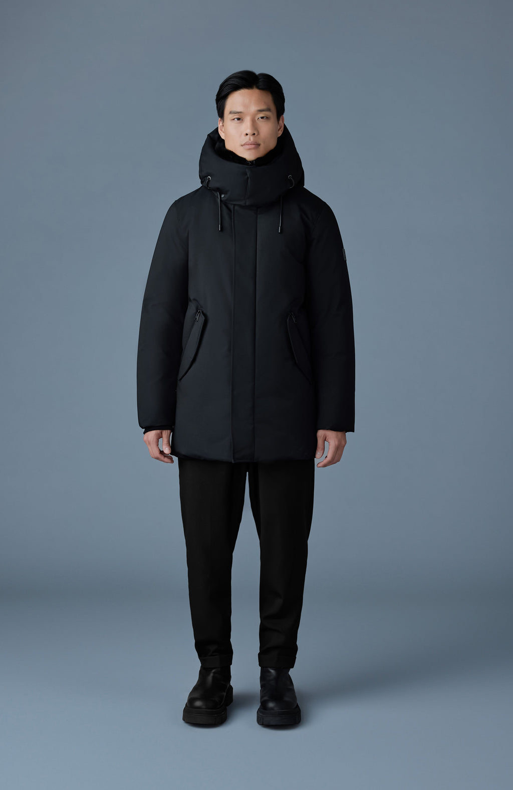Mackage SULLIVAN Shearling-Trim Down Parka — Black